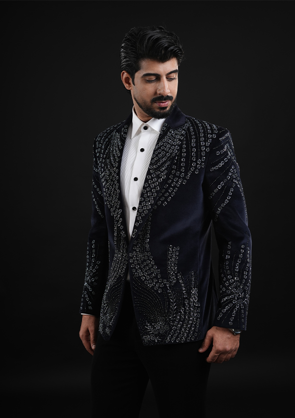 Designer Blue Emboidery Suit - Image 3