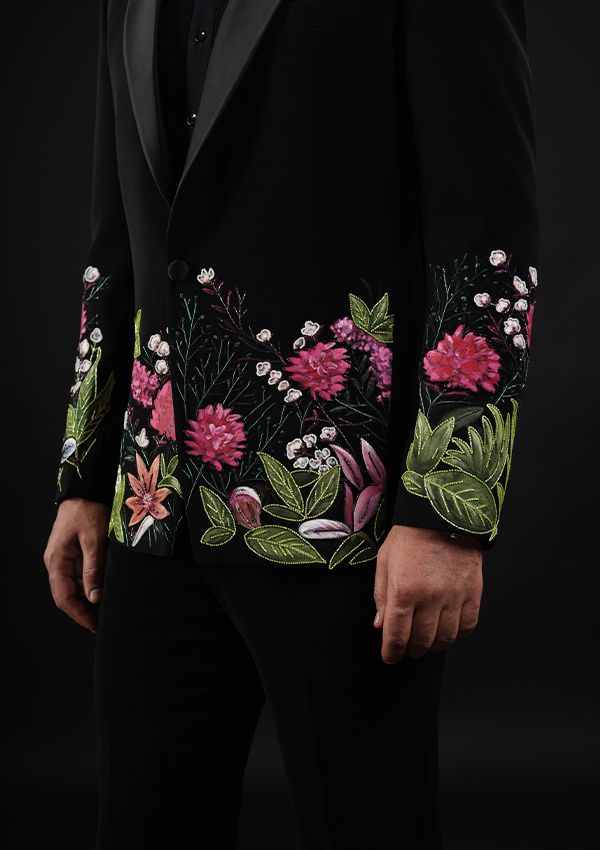 Black Handpaint With Embroidered Tuxedo - Image 2