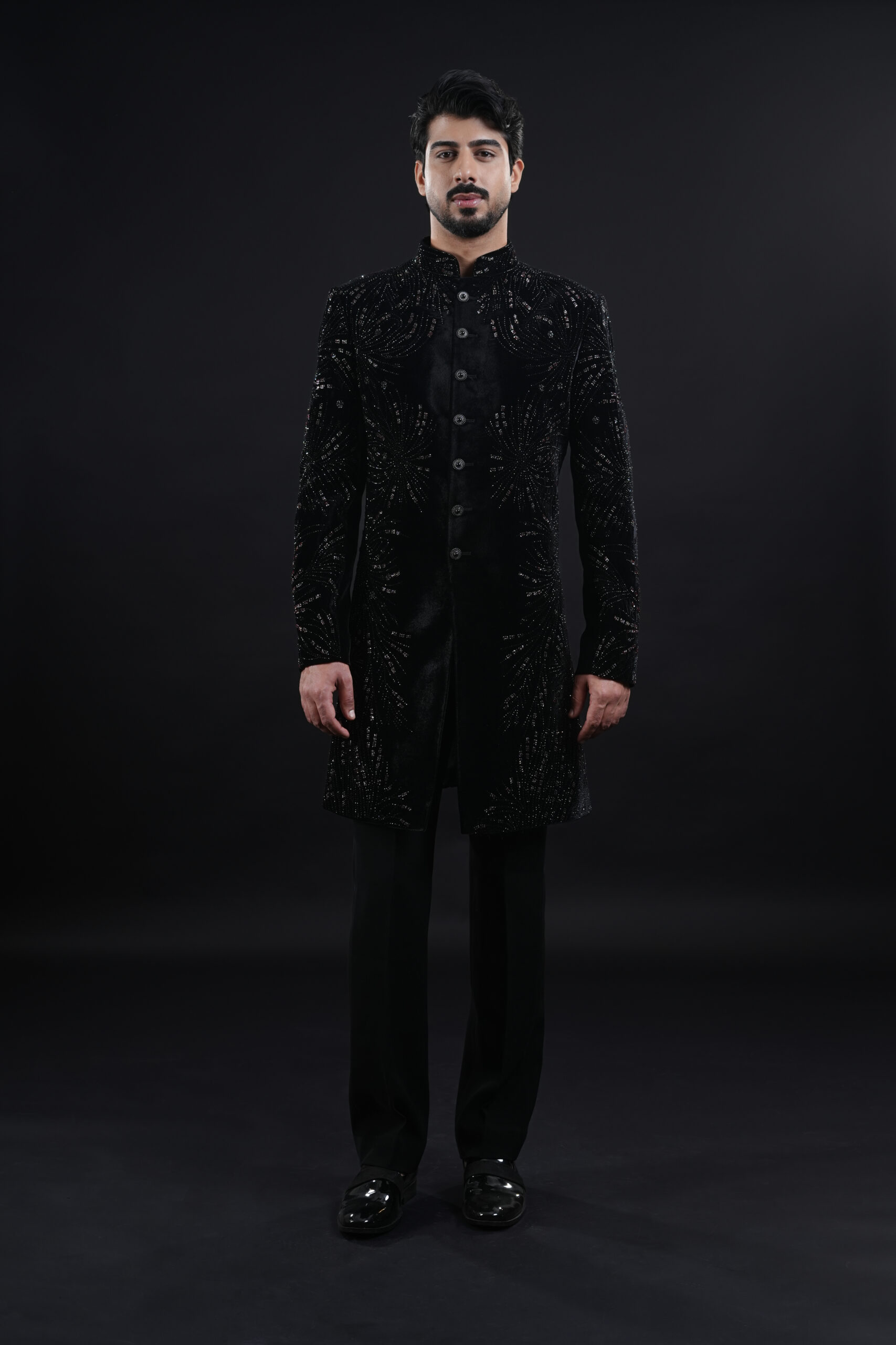 Black Embroidery Indowestern