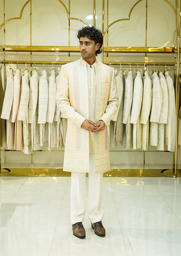 Multi Colour Thread Work Open Indo With kurta & Pant - Image 2