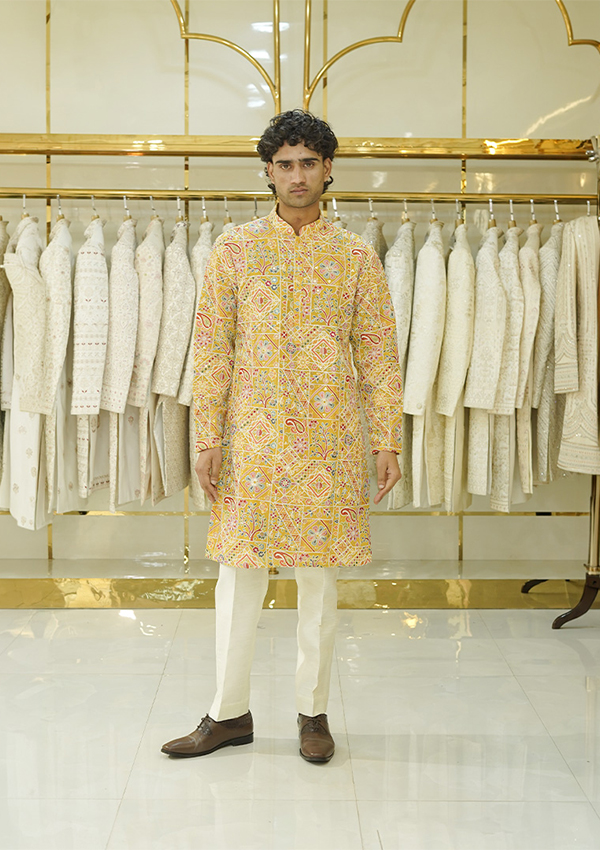 Yellow Multi printed Kurta And Pant - Image 3