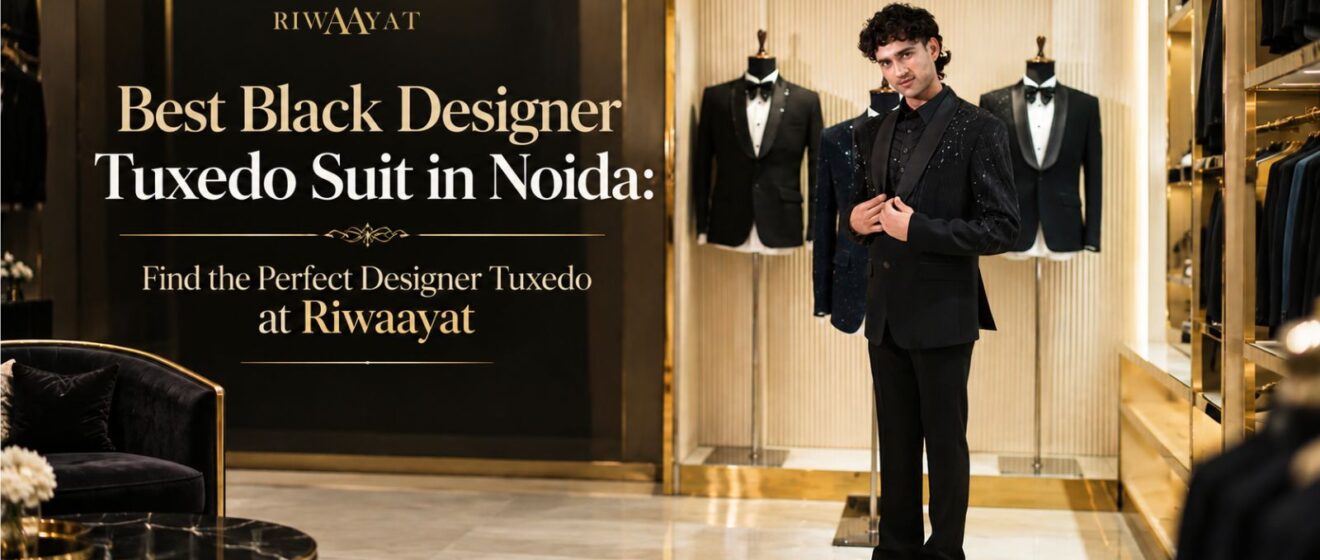 Best Black Designer Tuxedo Suit in Noida