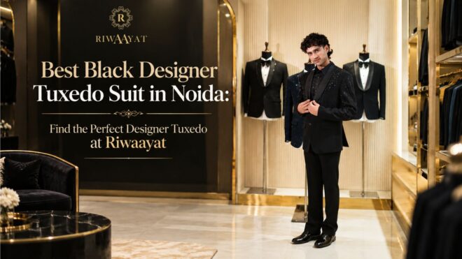 Best Black Designer Tuxedo Suit in Noida