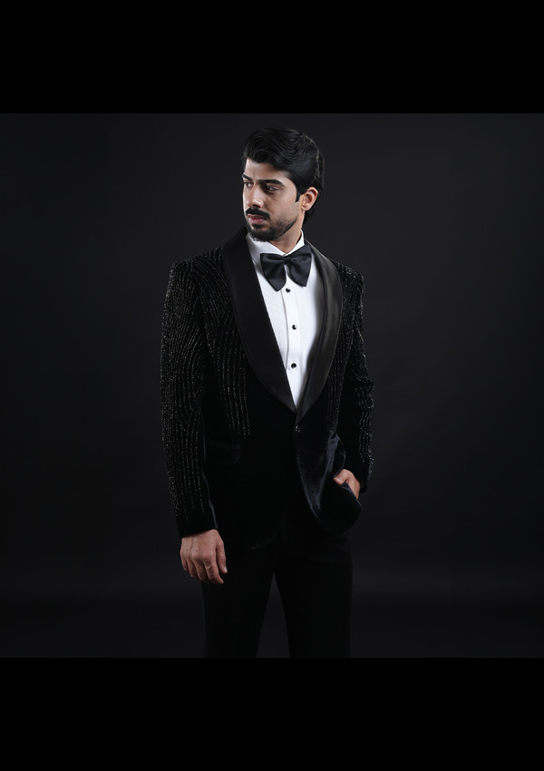 Black Hand Embroidery Tuxedo - Image 3